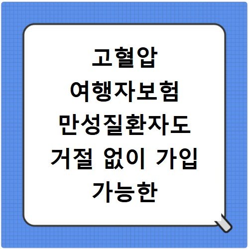 고혈압 여행자보험 만성질환자도 거절 없이 가입 가능한 해외 보험
