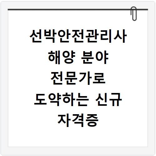선박안전관리사 해양 분야 전문가로 도약하는 신규 자격증 정보