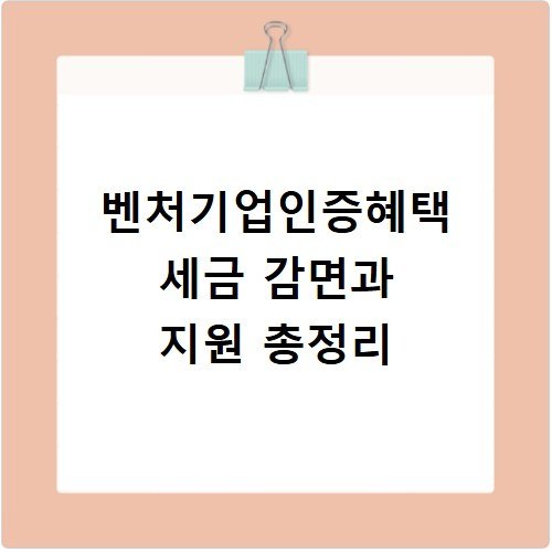 벤처기업인증혜택 세금 감면과 지원 총정리