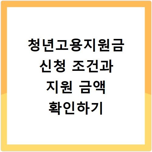 청년고용지원금 신청 조건과 지원 금액 확인하기